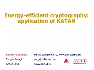 Energy-efficient cryptography: application of KATAN
