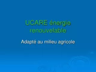 UCARE énergie renouvelable