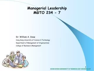 Managerial Leadership MGTO 234 - 7