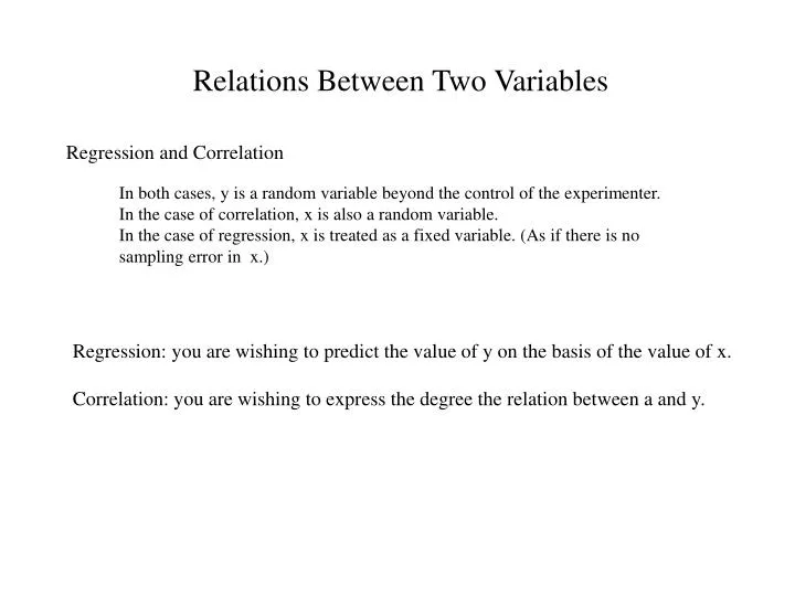 relations between two variables