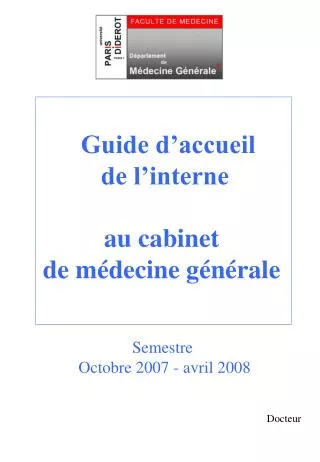 Guide d’accueil de l’interne au cabinet de médecine générale