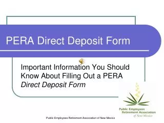 PERA Direct Deposit Form