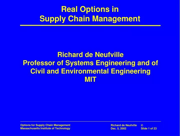 real options in supply chain management