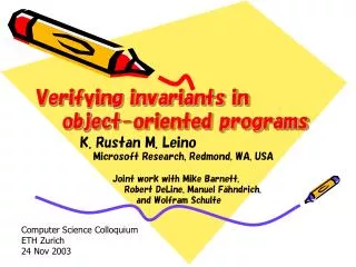 Verifying invariants in object-oriented programs