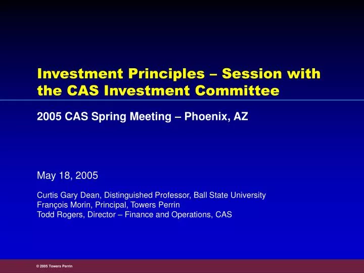 investment principles session with the cas investment committee