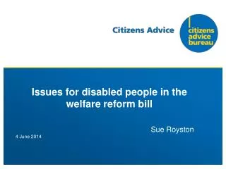 Issues for disabled people in the welfare reform bill
