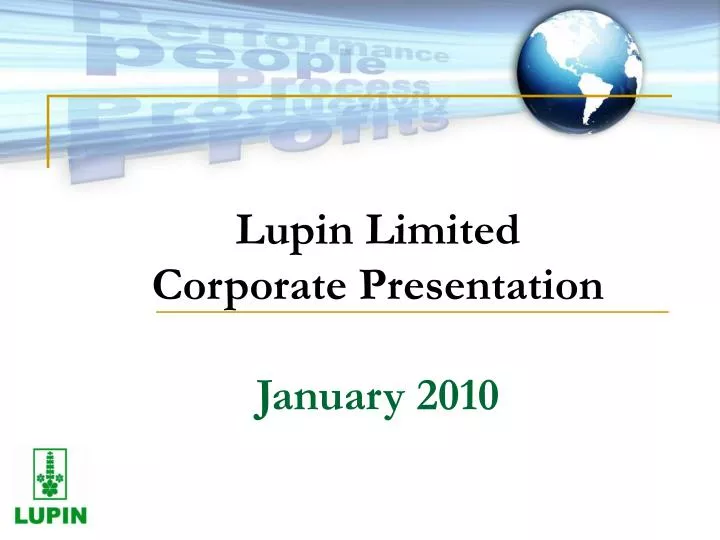 lupin limited corporate presentation january 2010