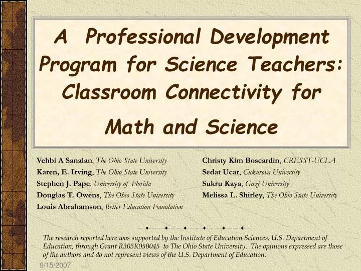 a professional development program for science teachers classroom connectivity for math and science