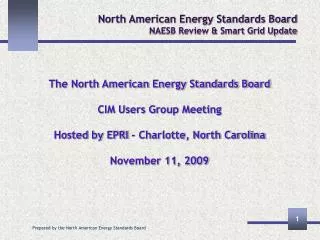 North American Energy Standards Board NAESB Review &amp; Smart Grid Update
