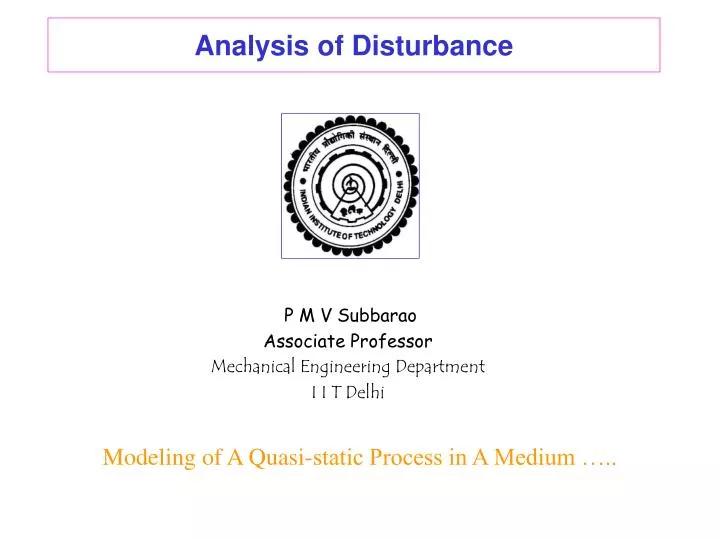 analysis of disturbance