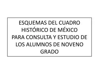 ESQUEMAS DEL CUADRO HISTÓRICO DE MÉXICO PARA CONSULTA Y ESTUDIO DE LOS ALUMNOS DE NOVENO GRADO