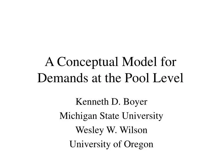 a conceptual model for demands at the pool level
