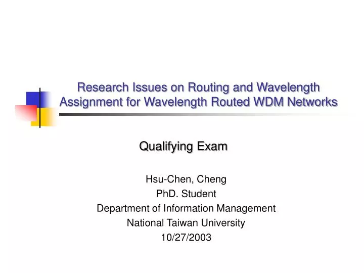research issues on routing and wavelength assignment for wavelength routed wdm networks