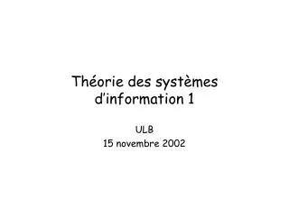 th orie des syst mes d information 1