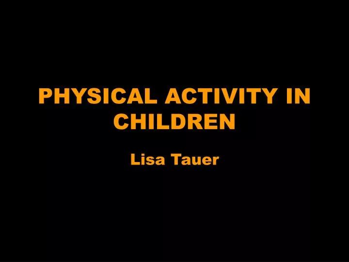 physical activity in children