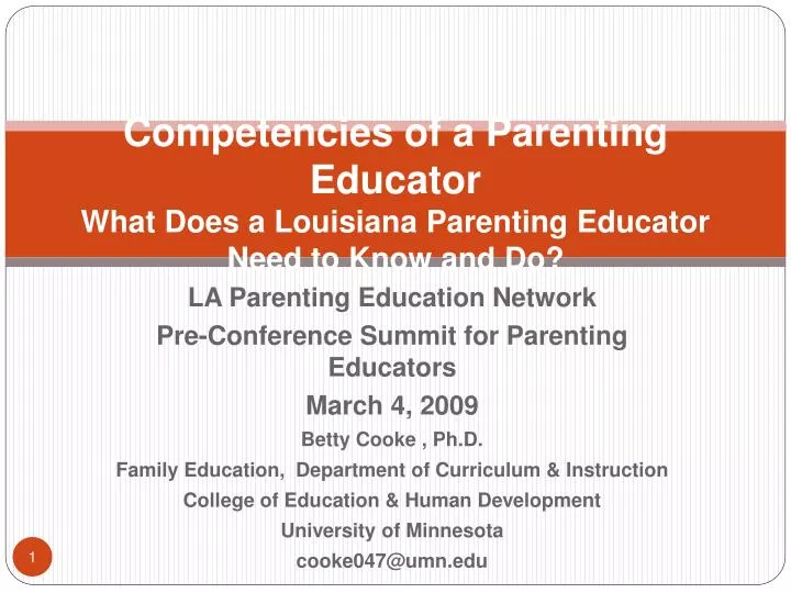 competencies of a parenting educator what does a louisiana parenting educator need to know and do