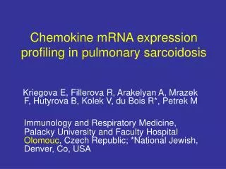 Chemokine mRNA expression profiling in pulmonary sarcoidosis