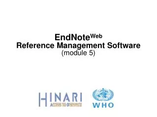 EndNote Web Reference Management Software (module 5)