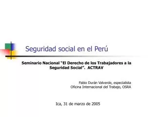 Seguridad social en el Perú