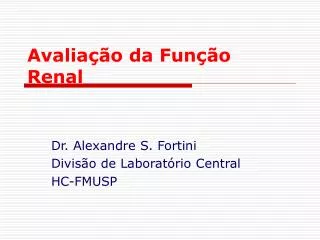 avalia o da fun o renal