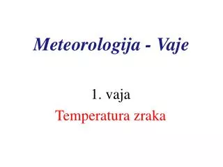 Meteorologija - Vaje