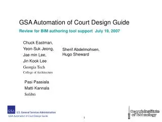 GSA Automation of Court Design Guide Review for BIM authoring tool support July 19, 2007