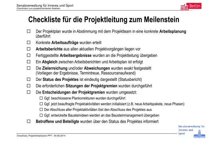 checkliste f r die projektleitung zum meilenstein