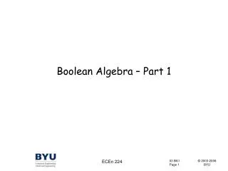 Boolean Algebra – Part 1