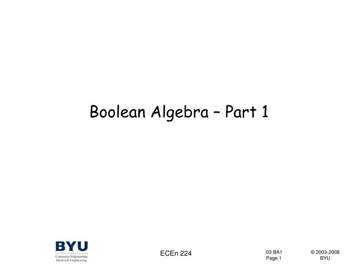 boolean algebra part 1