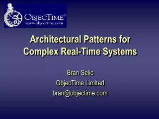 Architectural Patterns for Complex Real-Time Systems