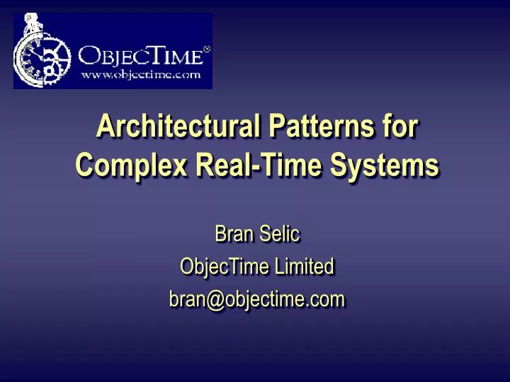 architectural patterns for complex real time systems
