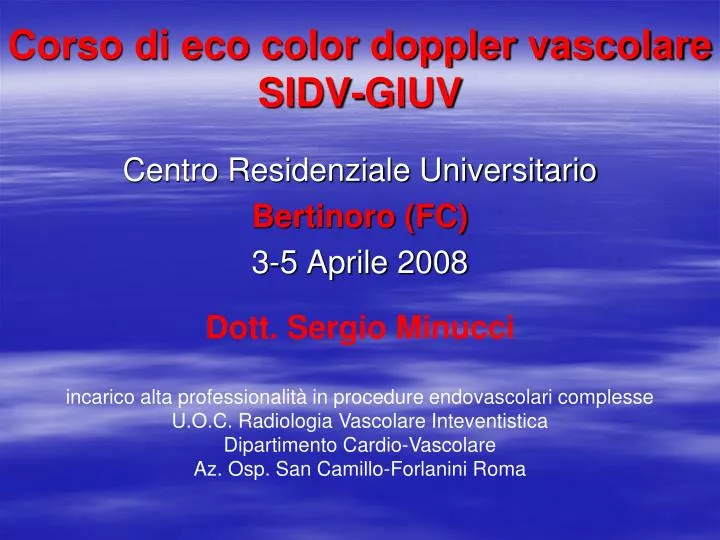 corso di eco color doppler vascolare sidv giuv