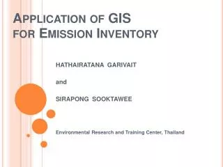 Application of GIS for Emission Inventory
