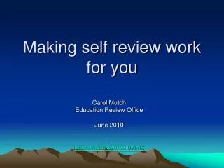 Making self review work for you