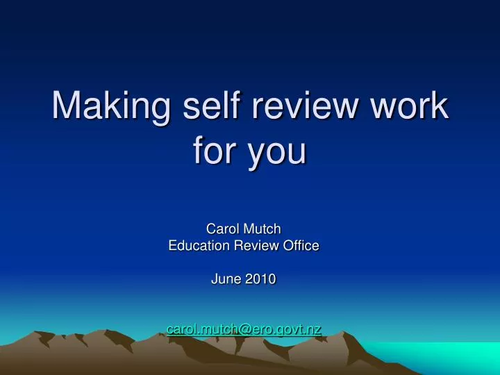 making self review work for you