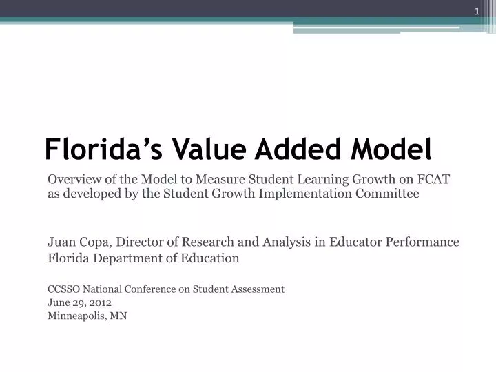 florida s value added model