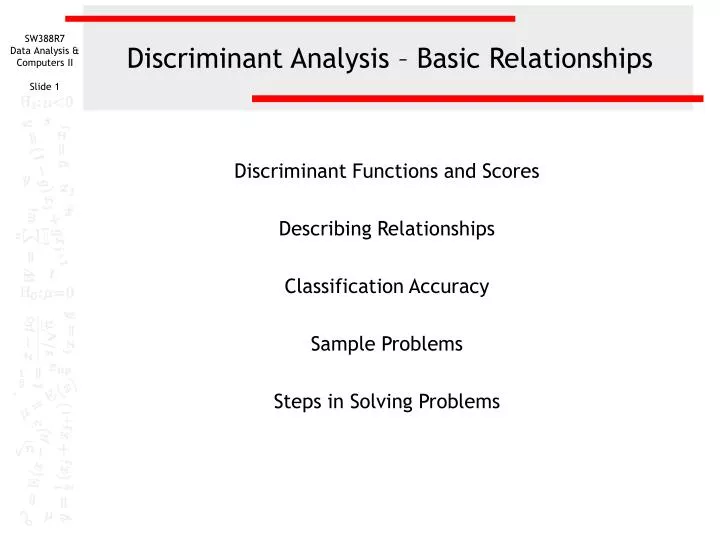 discriminant analysis basic relationships