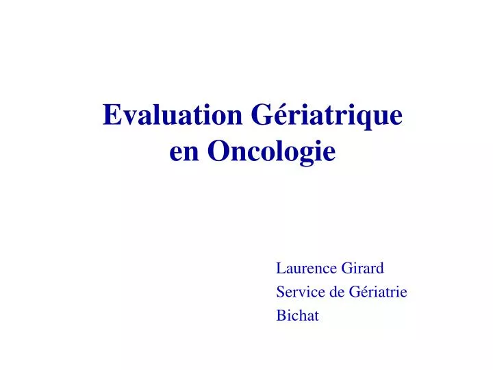 evaluation g riatrique en oncologie