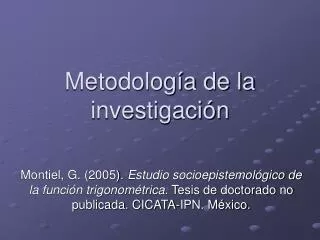 metodolog a de la investigaci n