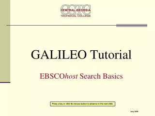 GALILEO Tutorial EBSCO host Search Basics