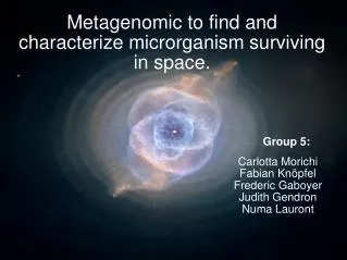 Metagenomic to find and characterize microrganism surviving in space.