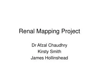 Renal Mapping Project