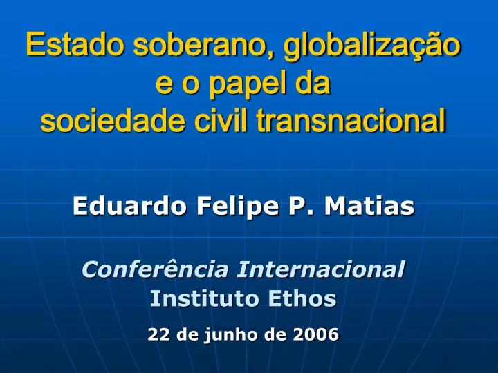 estado soberano globaliza o e o papel da sociedade civil transnacional