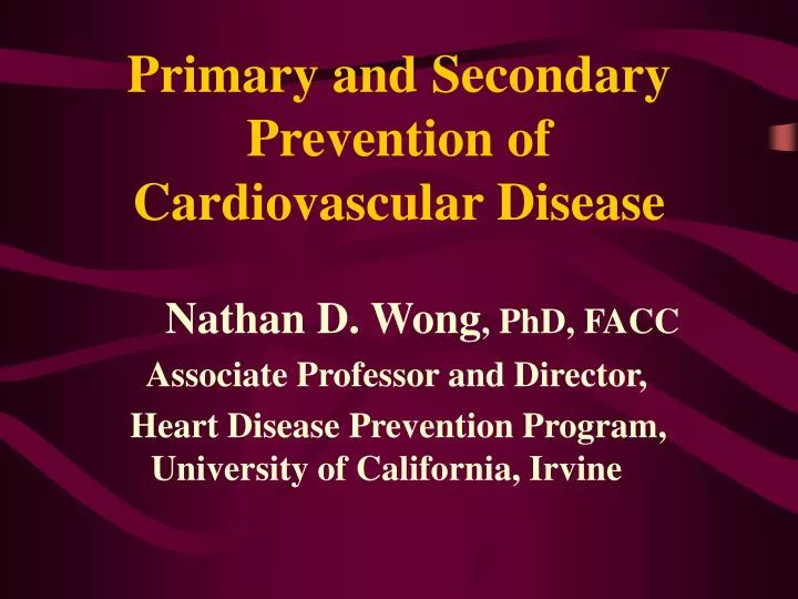 primary and secondary prevention of cardiovascular disease