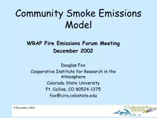 Community Smoke Emissions Model