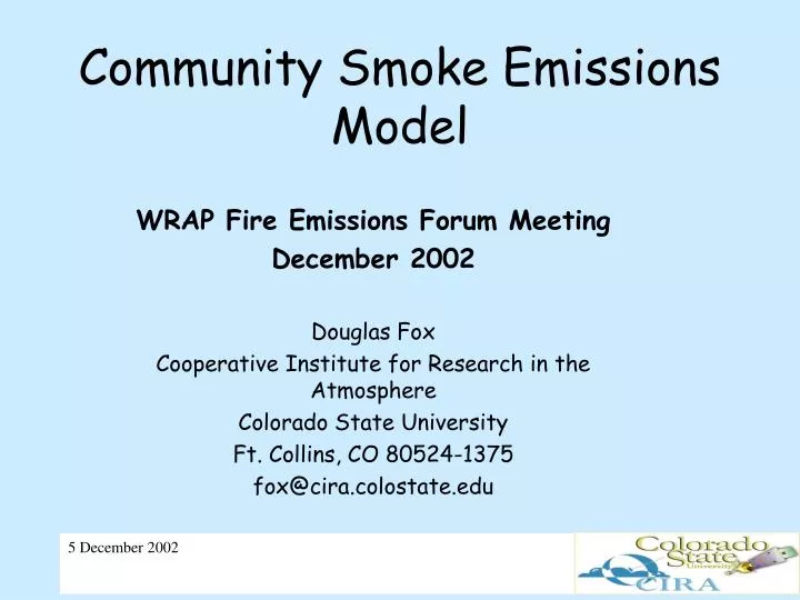 community smoke emissions model