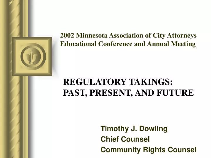regulatory takings past present and future