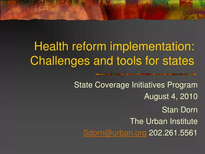 health reform implementation challenges and tools for states