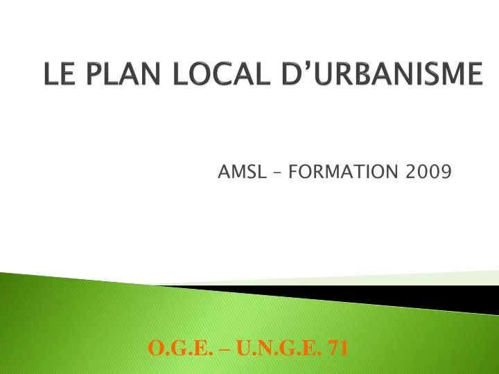 le plan local d urbanisme