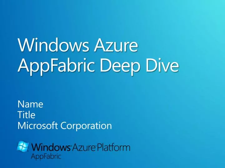 windows azure appfabric deep dive